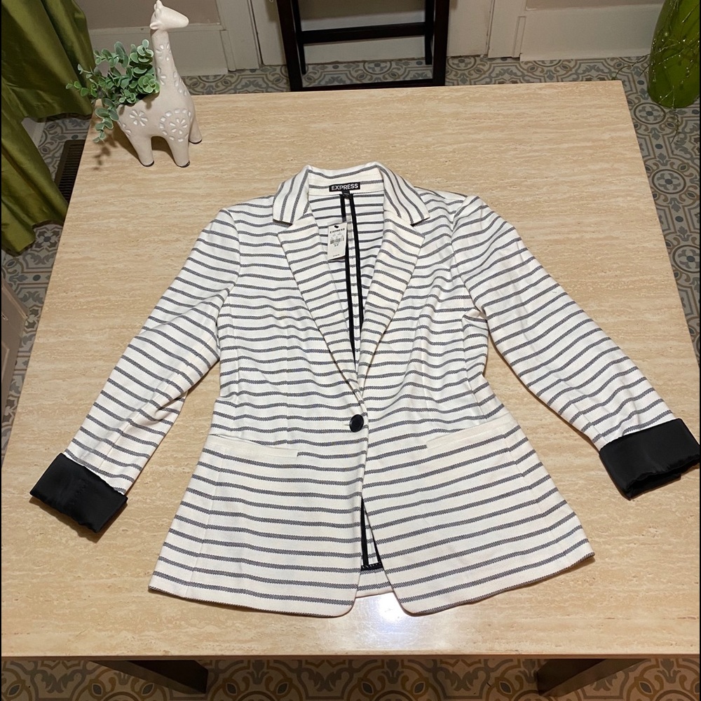 EXPRESS white and black striped blazer